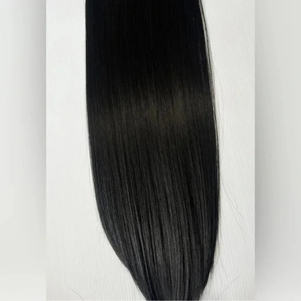 Human hair blend Long Black hair Extensions Clips
